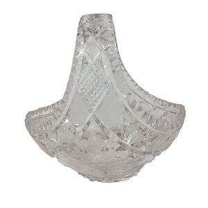 VTG 60s Violetta Poland 24 Lead Crystal Hand Cut Basket With Handle Rare Design